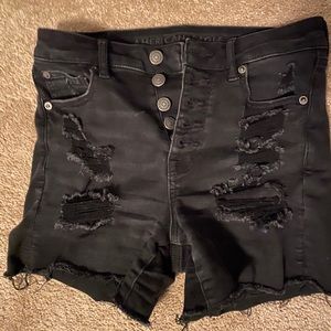 Destroyed Black Denim Shorts